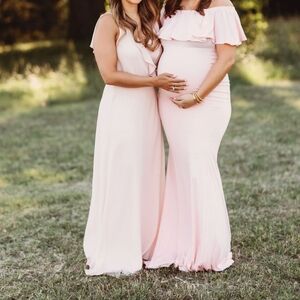 Elegant Pink Off-Shoulder Maternity Dress